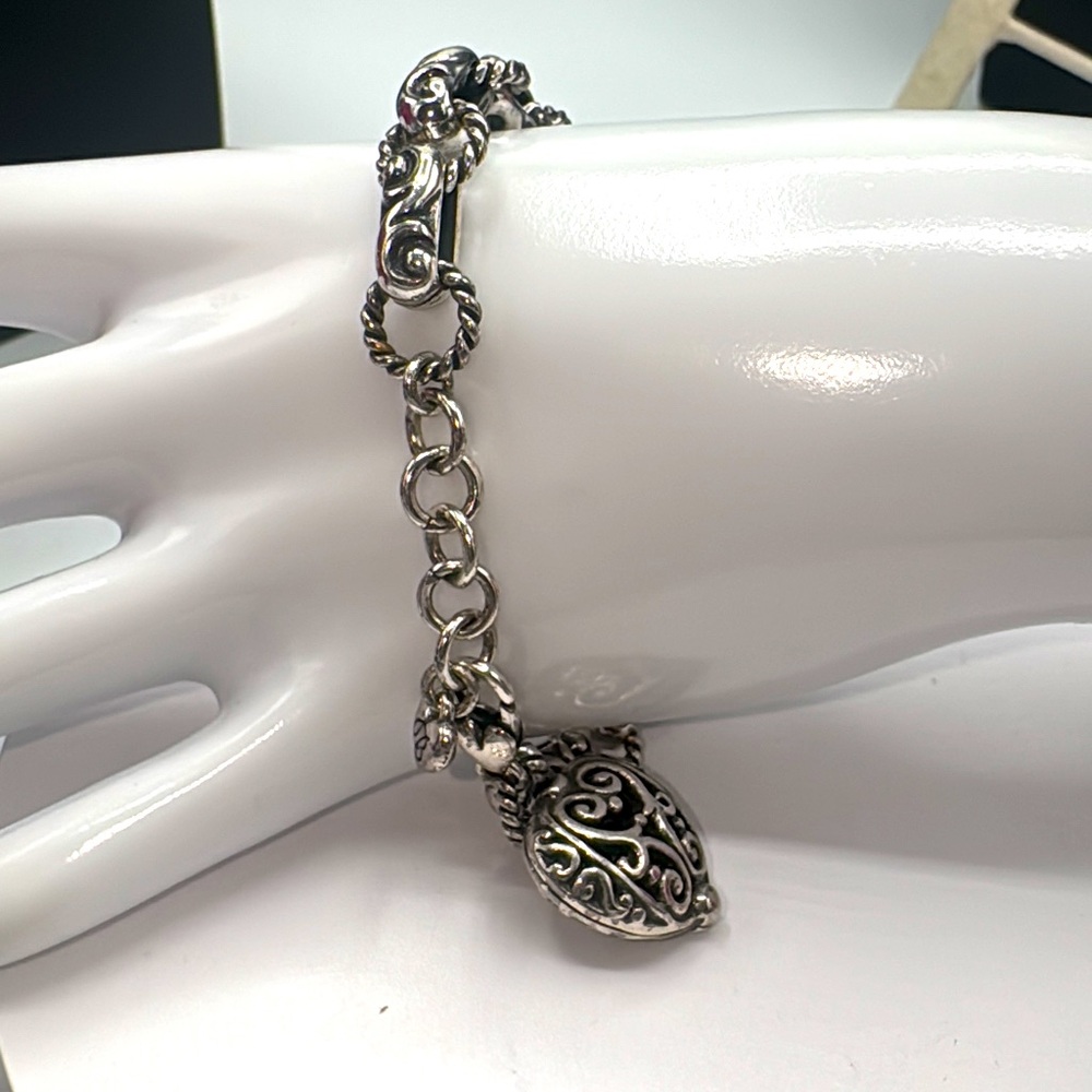 Brighton silver plated heart charm bracelet. Vintage.